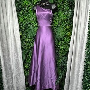 DB Studio Dress Size 10 Purple One Shoulder Satin‎ A-Line Formal Gown 4115